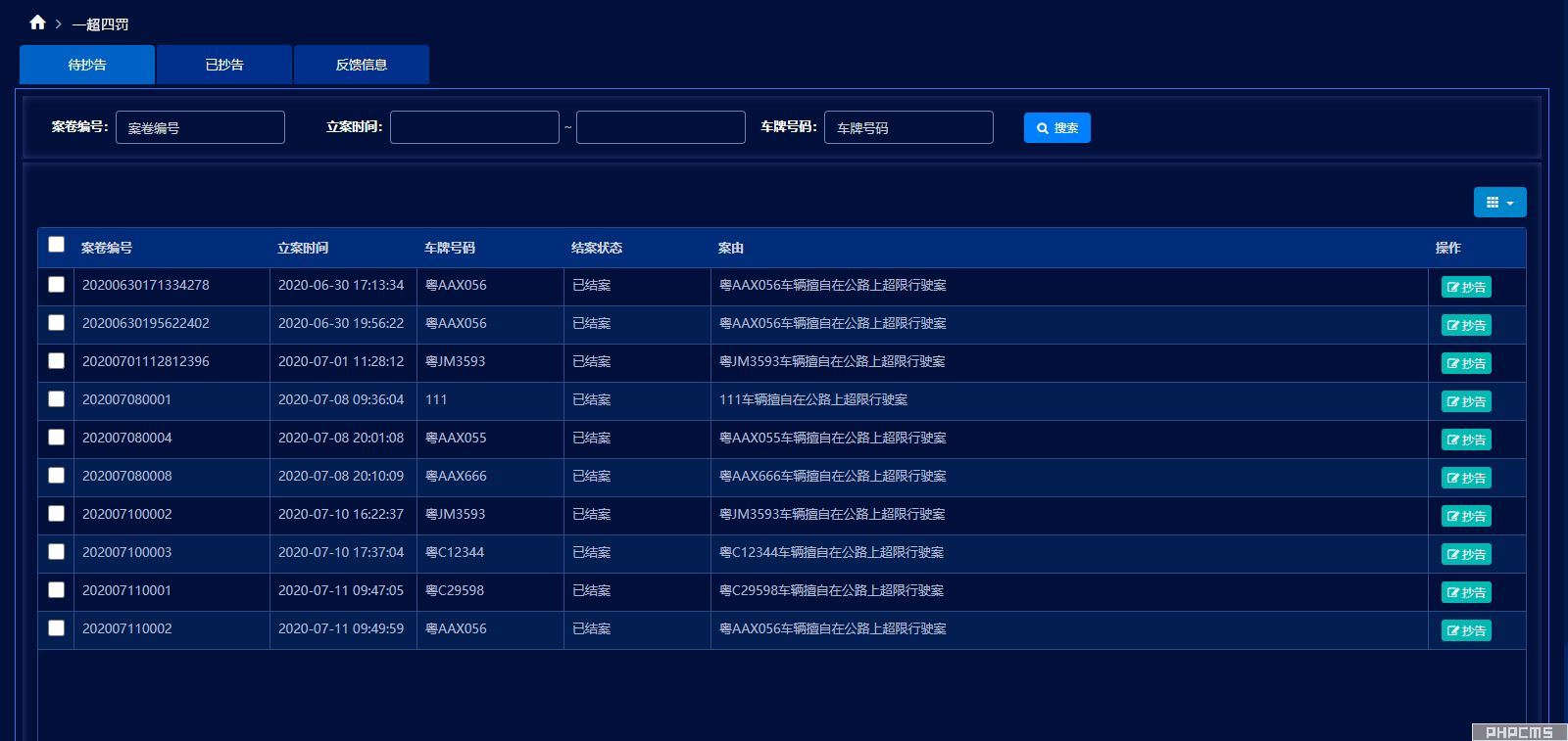 治超信息抄告管理